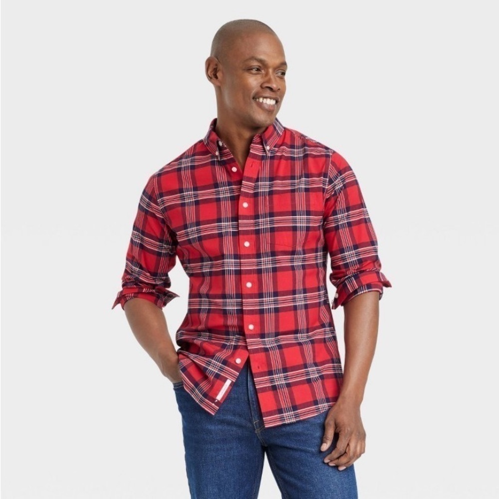 Goodfellow &. Co plaid slim fit button down shirt nwt
